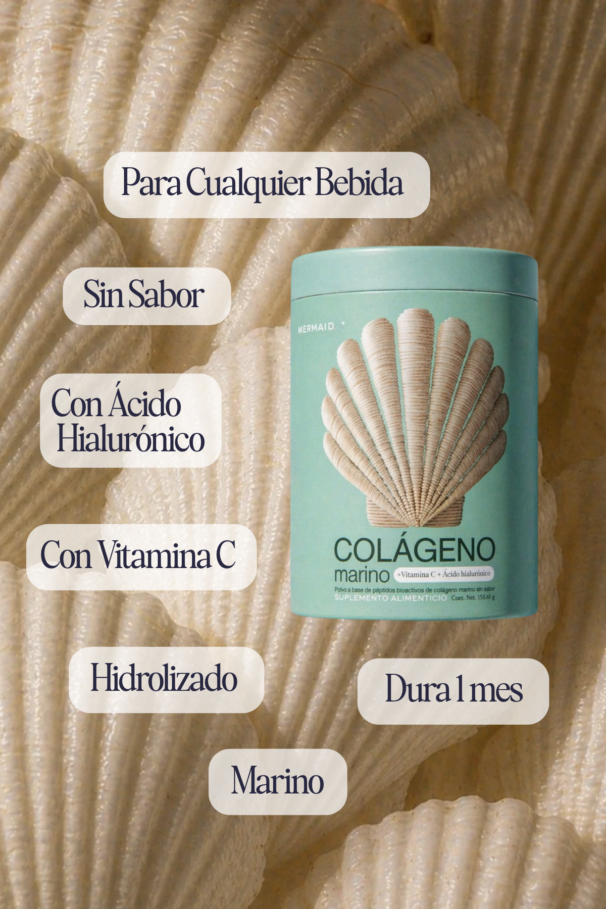 Colágeno Marino en Péptidos MERMAID co.® - Sin Sabor - Hidrolizado - Sin Azúcar