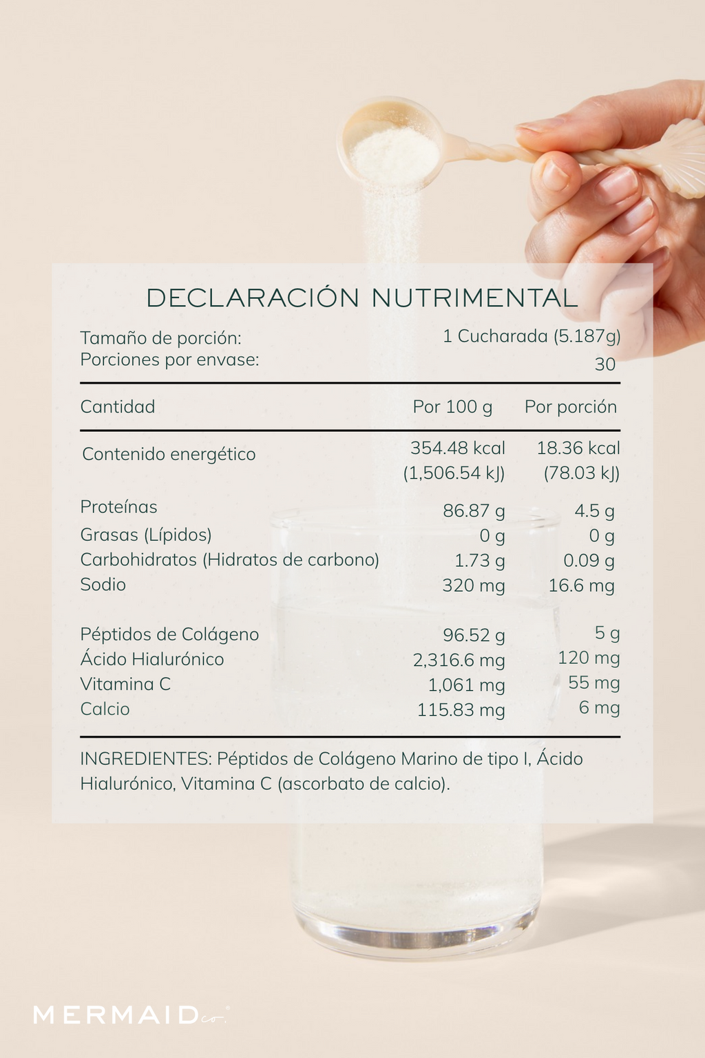 Colágeno Marino en Péptidos MERMAID co.® - Sin Sabor - Hidrolizado - Sin Azúcar