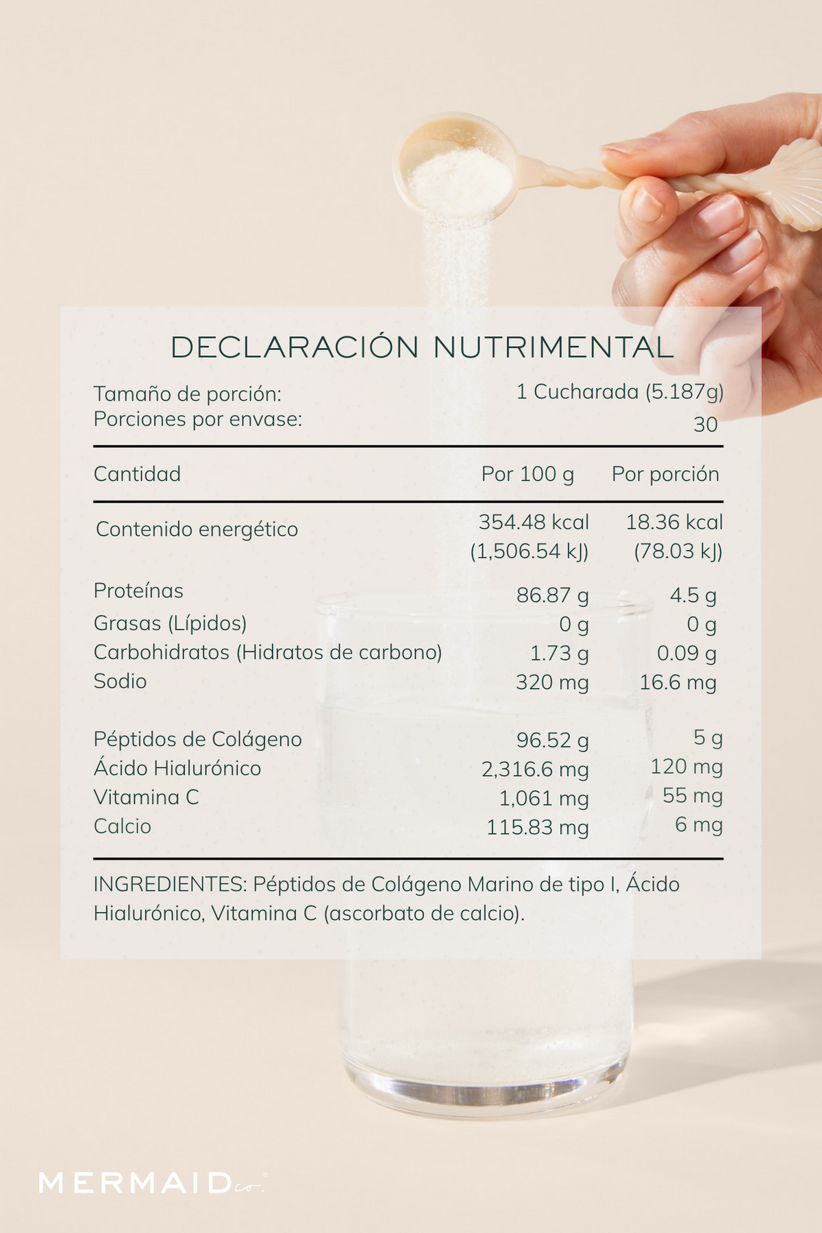 Colágeno Marino en Péptidos MERMAID co.® - Sin Sabor - Hidrolizado - Sin Azúcar