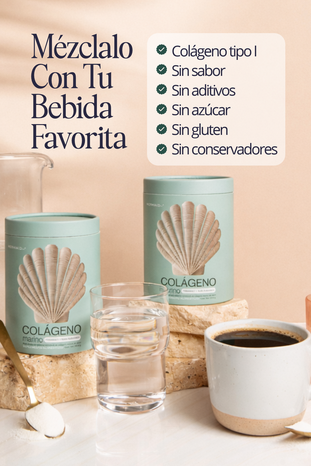 Colágeno Marino en Péptidos MERMAID co.® - Sin Sabor - Hidrolizado - Sin Azúcar