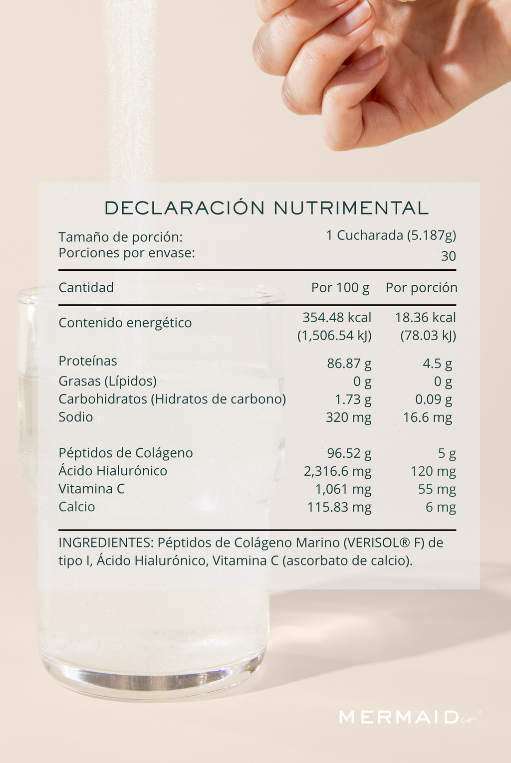 Colágeno Marino en Péptidos MERMAID co.® - Sin Sabor - Hidrolizado - Sin Azúcar